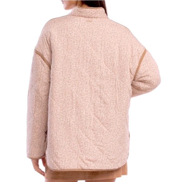 NEW BLANK NYC Reversible Quilted Puffy Cream/Pink Floral Print Button-up Jacket - Picture 3 of 13